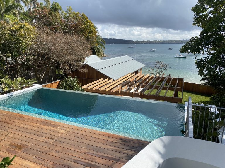 Luxury residential pool overlooking Sydney waterfront